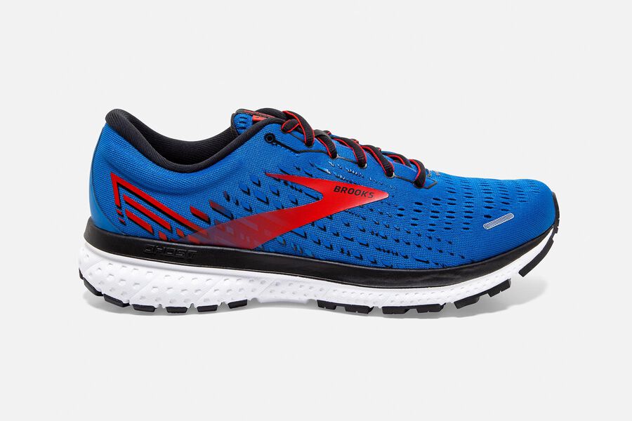 Mens Brooks Ghost 13 Road Shoes Blue/Red/White | 028769-QET